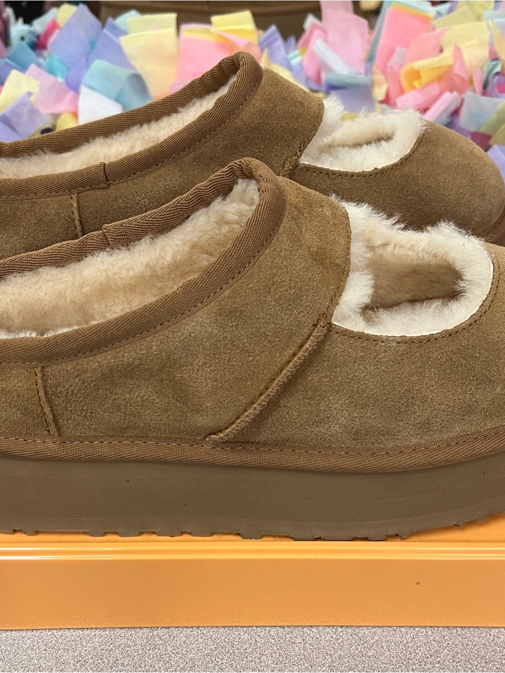 UGG Bea Mary Jane W Sz 8 Chestnut Suede Shearling Slip-On Clogs - Picture 4 of 11